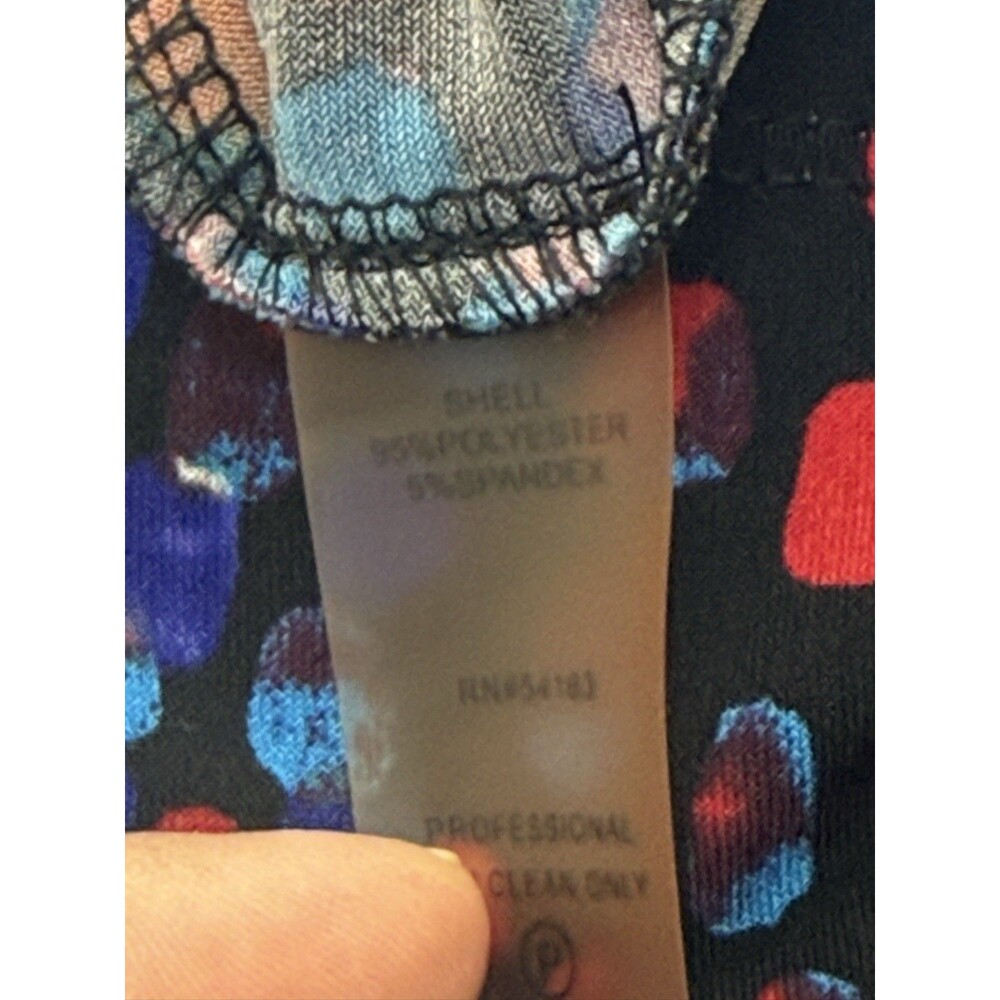 Calvin Klein Blue Colorful Dot Print Ruched Faux Wrap Jersey Dress Sz 12 V Neck - Picture 10 of 11